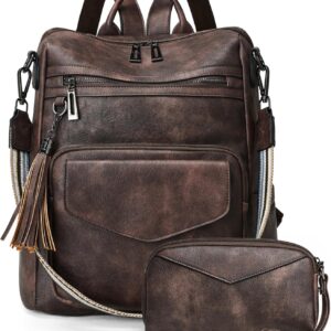 OPAGE Backpack Purse for Women Leather Anti-theft Fashion Designer Travel Backpack Ladies Shoulder Bags With Wristlet