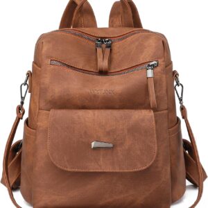 PU Leather Backpack Purse for Women Fashion Multipurpose Design Handbag Ladies Shoulder Bags Travel Backpack Brown